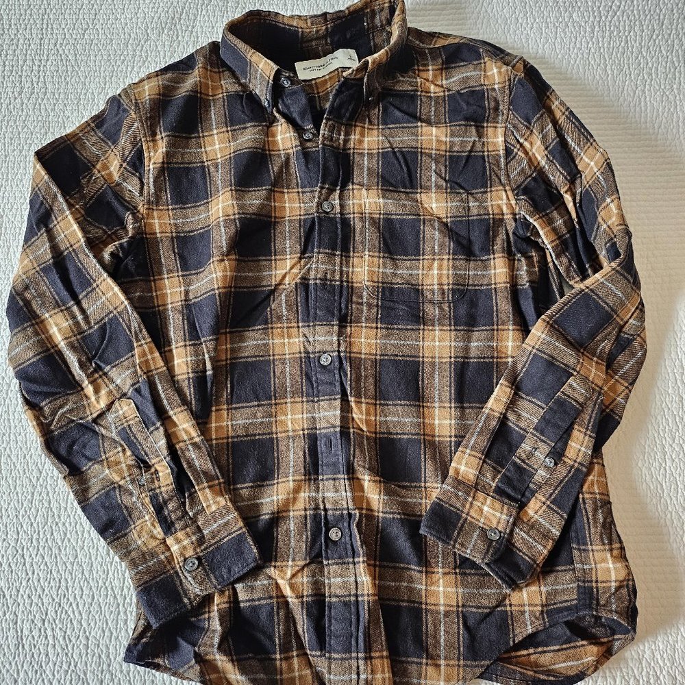 Abercrombie & Fitch Yellow Checkered Flannel Shirt